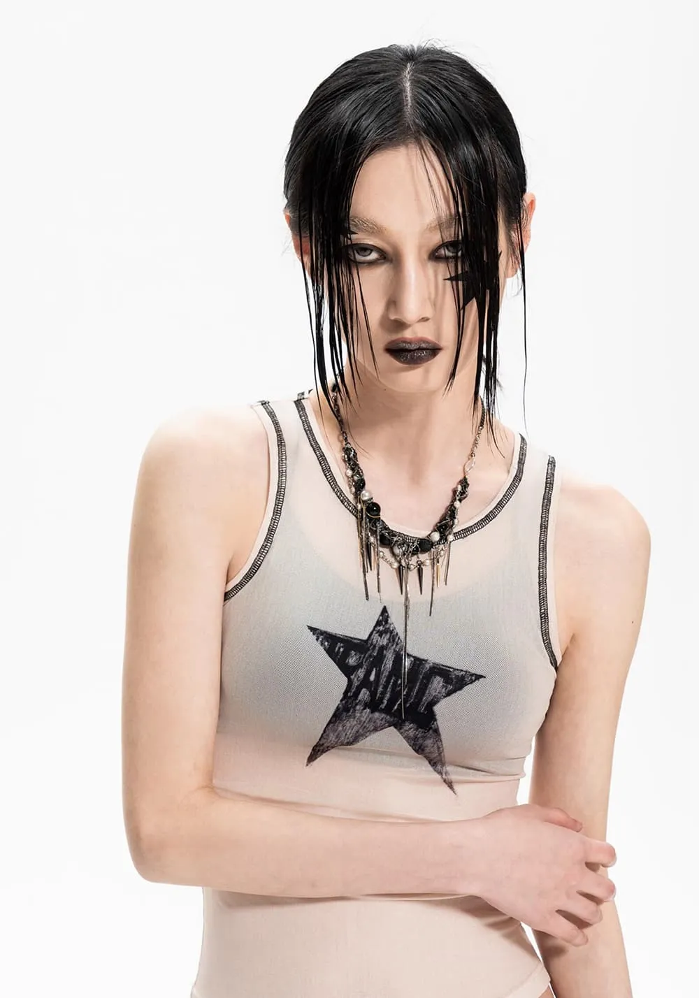 TEAMGEEK | 24SS Nocross Nocrown Nude Mesh Skull Tank