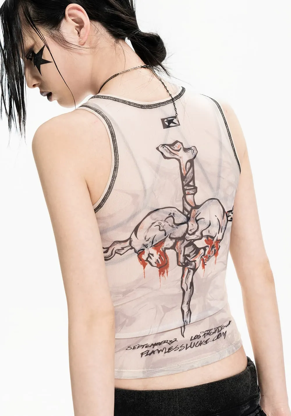 TEAMGEEK | 24SS Nocross Nocrown Nude Mesh Skull Tank