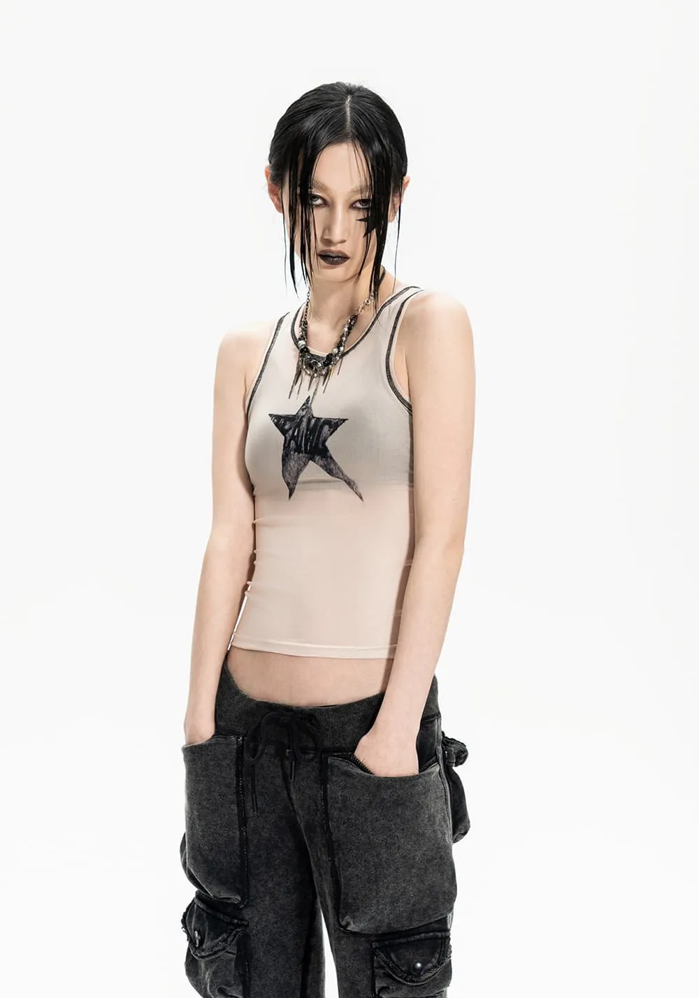 TEAMGEEK | 24SS Nocross Nocrown Nude Mesh Skull Tank