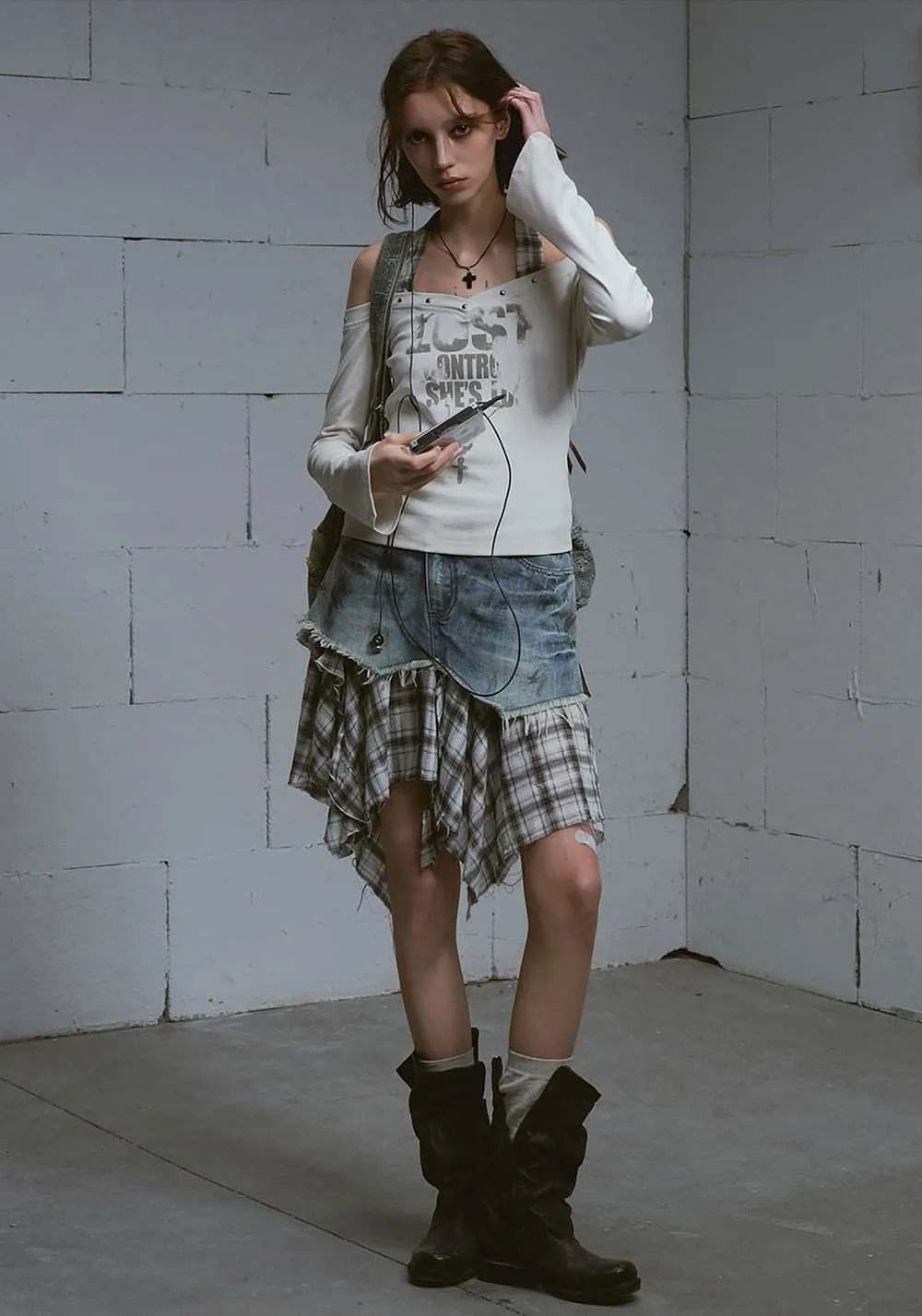 CestNous｜Lost Highway Deconstructed Denim Skirt