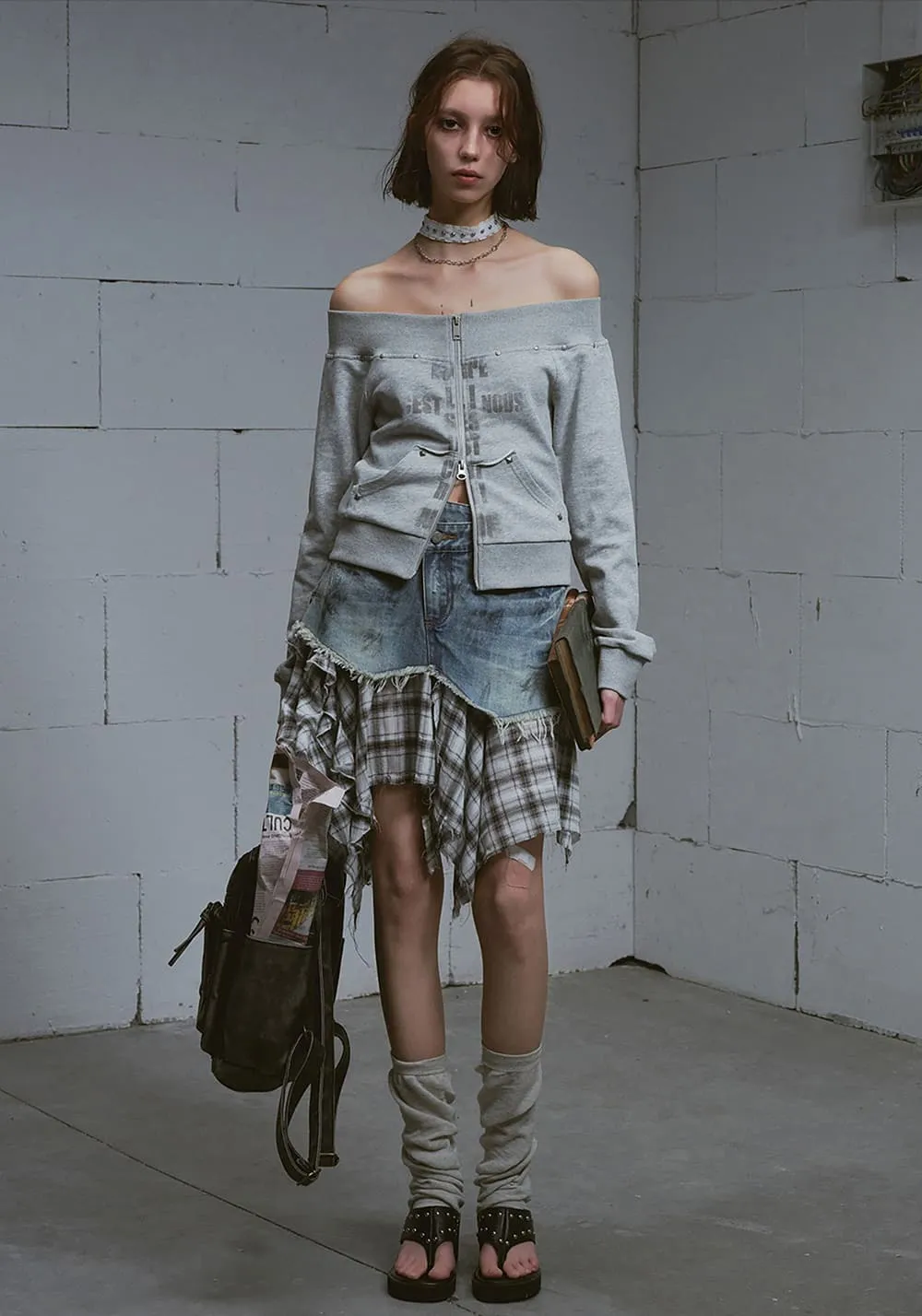 CestNous｜Lost Highway Deconstructed Denim Skirt