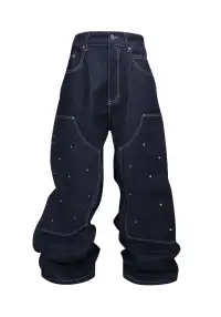 BE A DEVIL丨USD Billion Multi Rivet Denim Pants