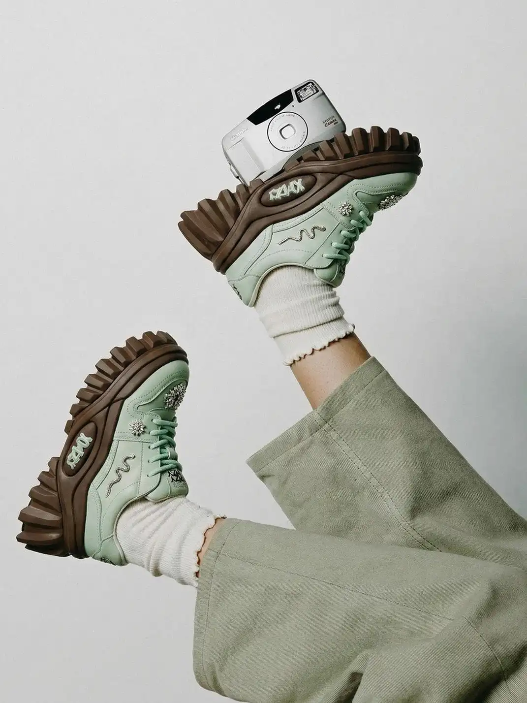 XMZY | Slytherin Platform Summer Sneakers-Green&Brown