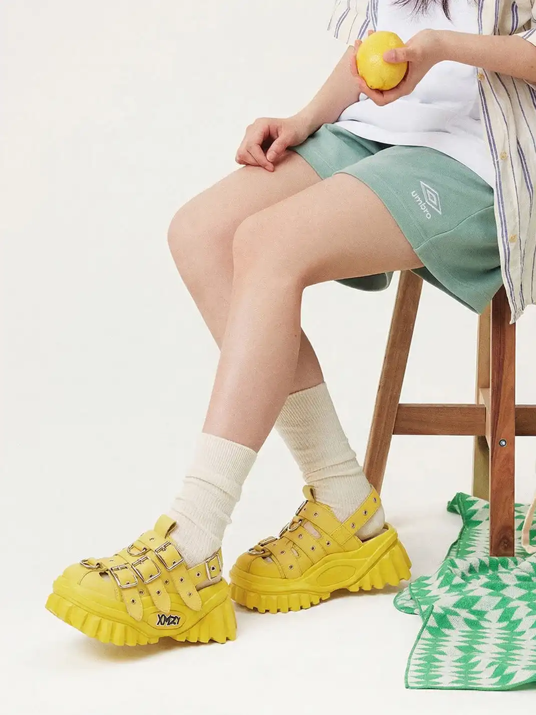 XMZY | Metallic Punk Platform Sandals-Yellow