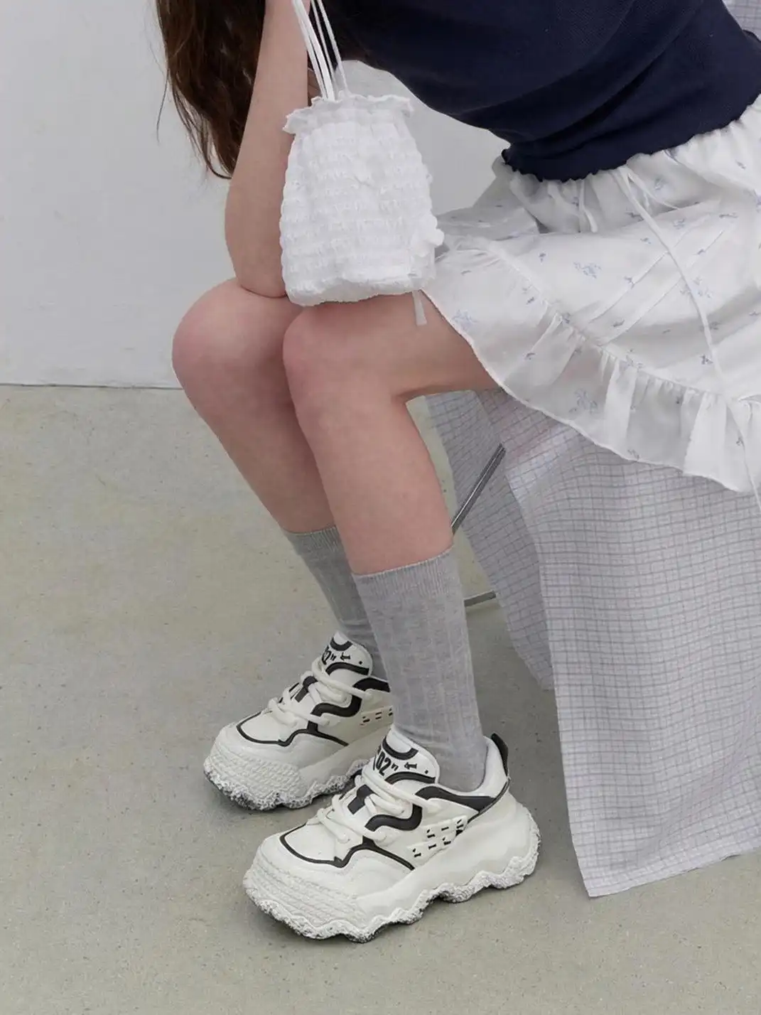 XMZY丨Stellar Nova - Chunky Sole Colorblock Sneakers-White