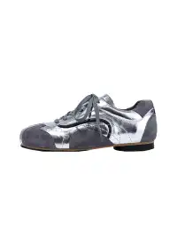 BellaLily丨Leather-Paneled Minimalist Training Shoes-White&Gray