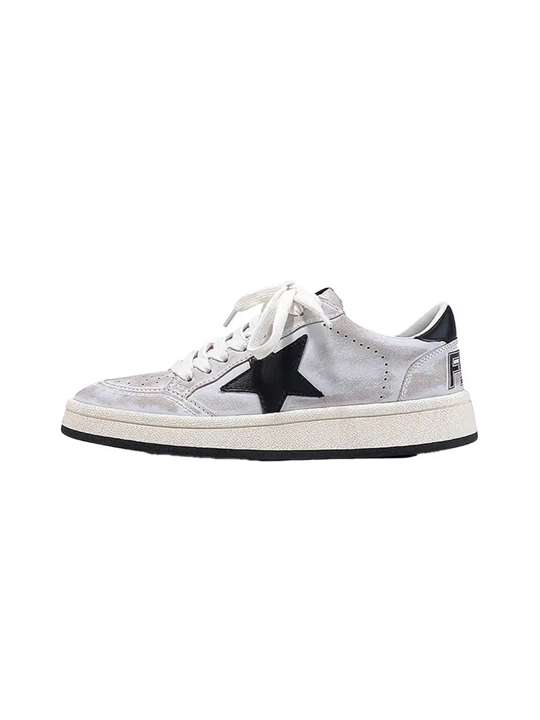 BellaLily丨Distressed Star-Embellished Dirty Sneakers-Gray