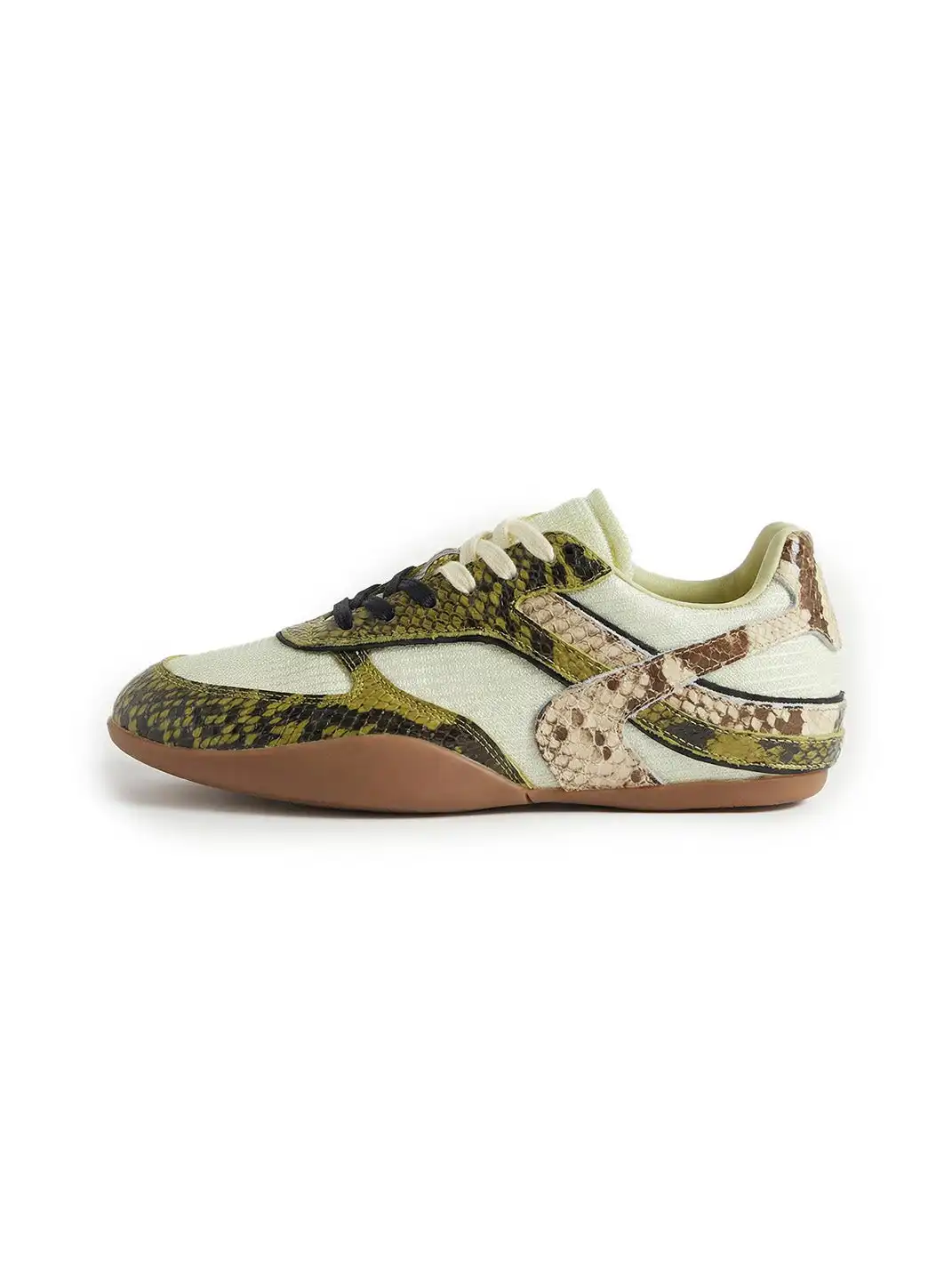 BellaLily丨Snake-Print Mesh Retro Running Shoes-Green
