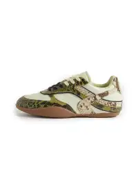 BellaLily丨Snake-Print Mesh Retro Running Shoes-Green
