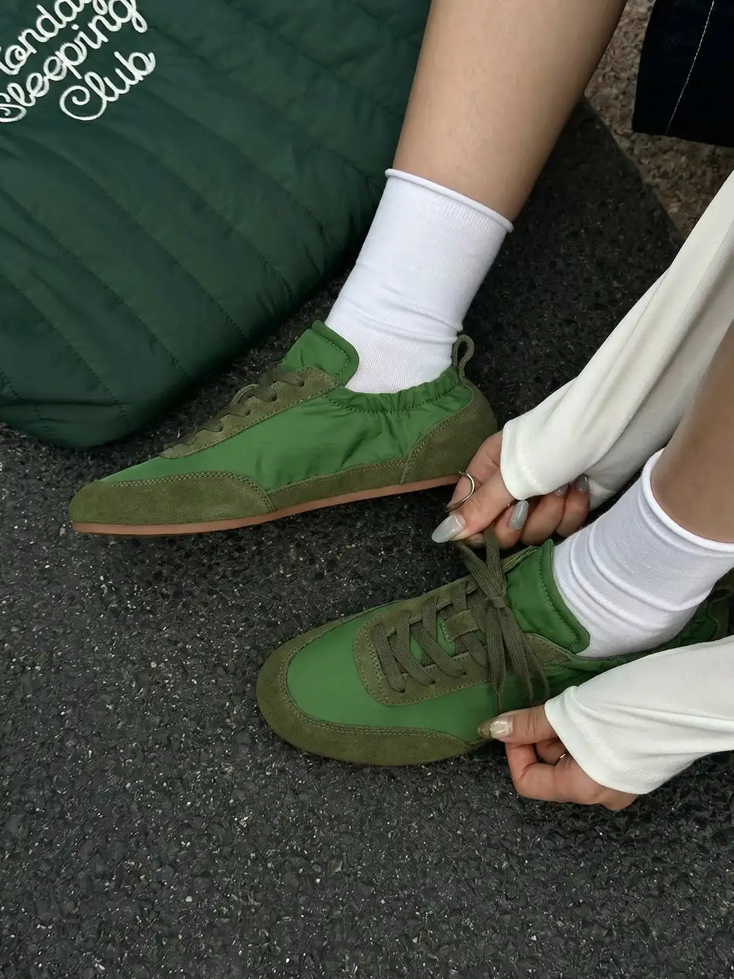 Le' Murmure | English Ivy Green Lambskin Vintage Sneakers