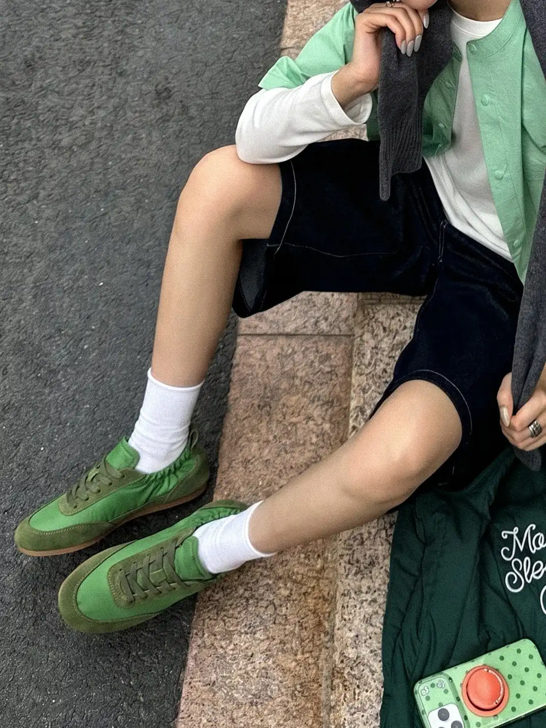 Le' Murmure | English Ivy Green Lambskin Vintage Sneakers