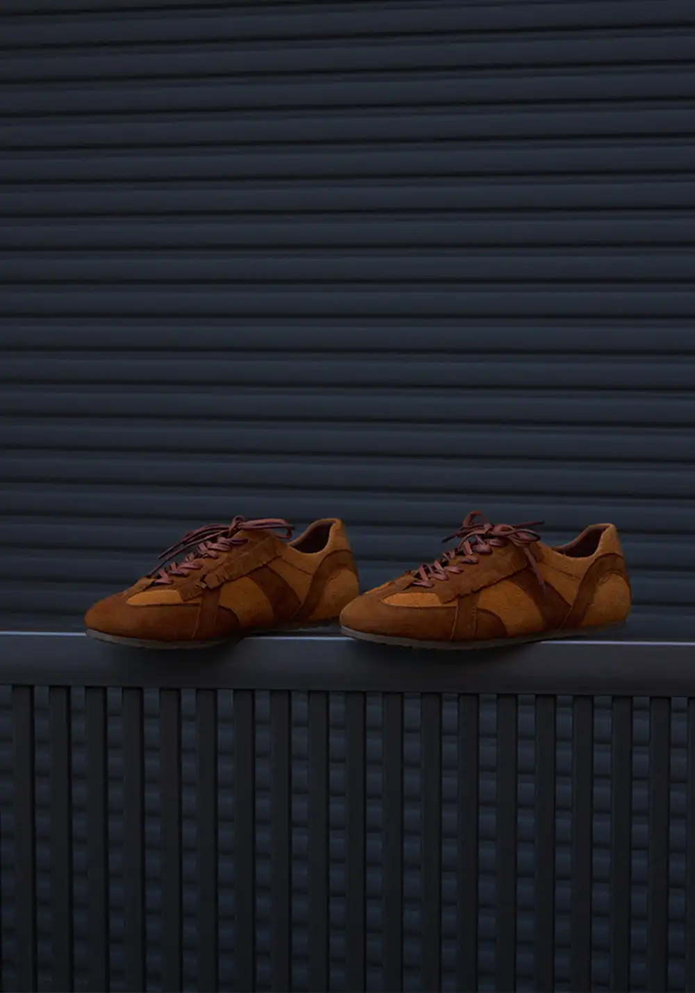 Le' Murmure | Baby Calfskin Thin-Sole Retro Sneakers-Brown