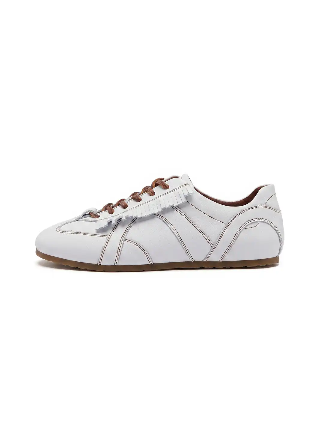 Le' Murmure | Baby Calfskin Thin-Sole Retro Sneakers-White