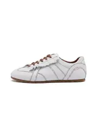 Le' Murmure | Baby Calfskin Thin-Sole Retro Sneakers-White