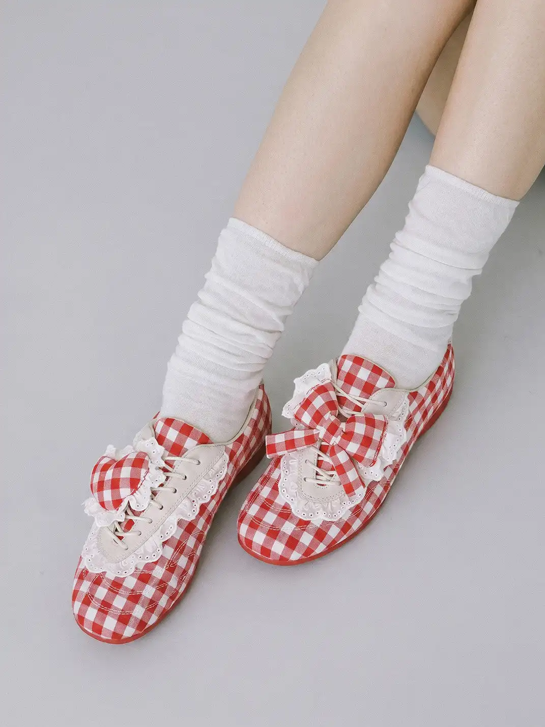 LeStream | Lucky Red Lace-Up Ballet FlatsĀ