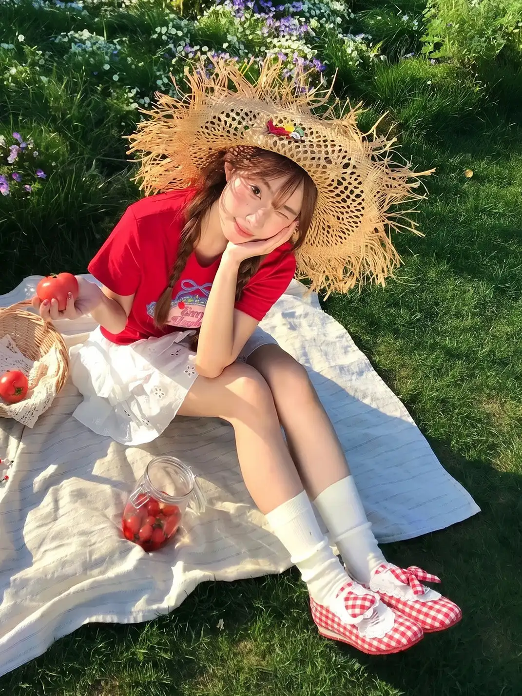 LeStream | Lucky Red Lace-Up Ballet FlatsĀ