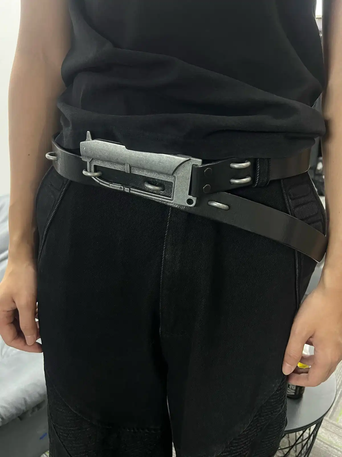 REBEL WAVE丨BΣLA Military Leather Belt - Steel Ring & Blade Buckle