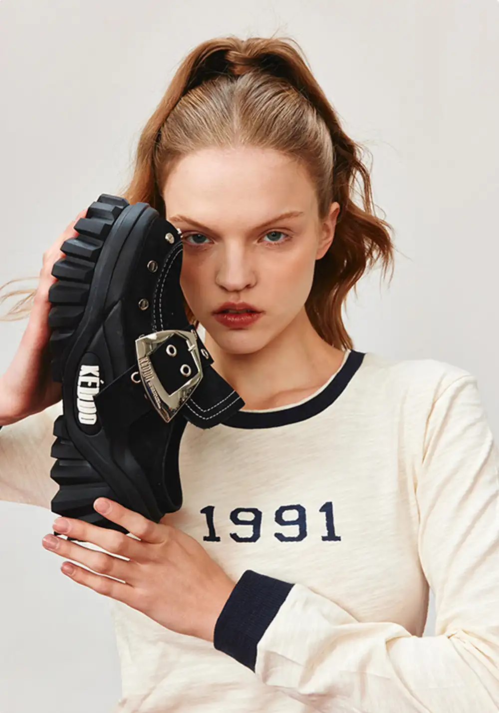 KEDDO│Studded Keyboard-Inspired Chunky Platform Shoes