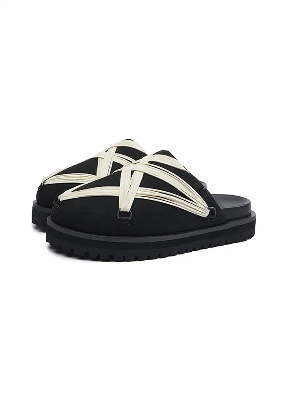 LeStream | Black Strapped Platform Slides 