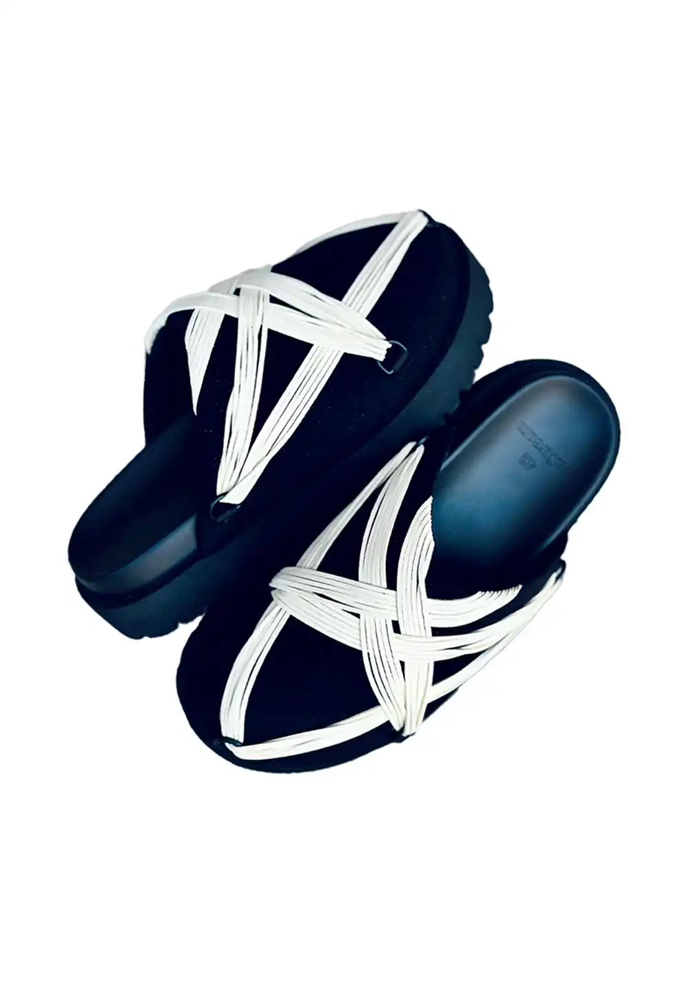 LeStream | Black Strapped Platform Slides 