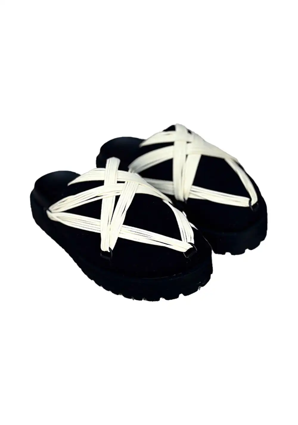 LeStream | Black Strapped Platform Slides 