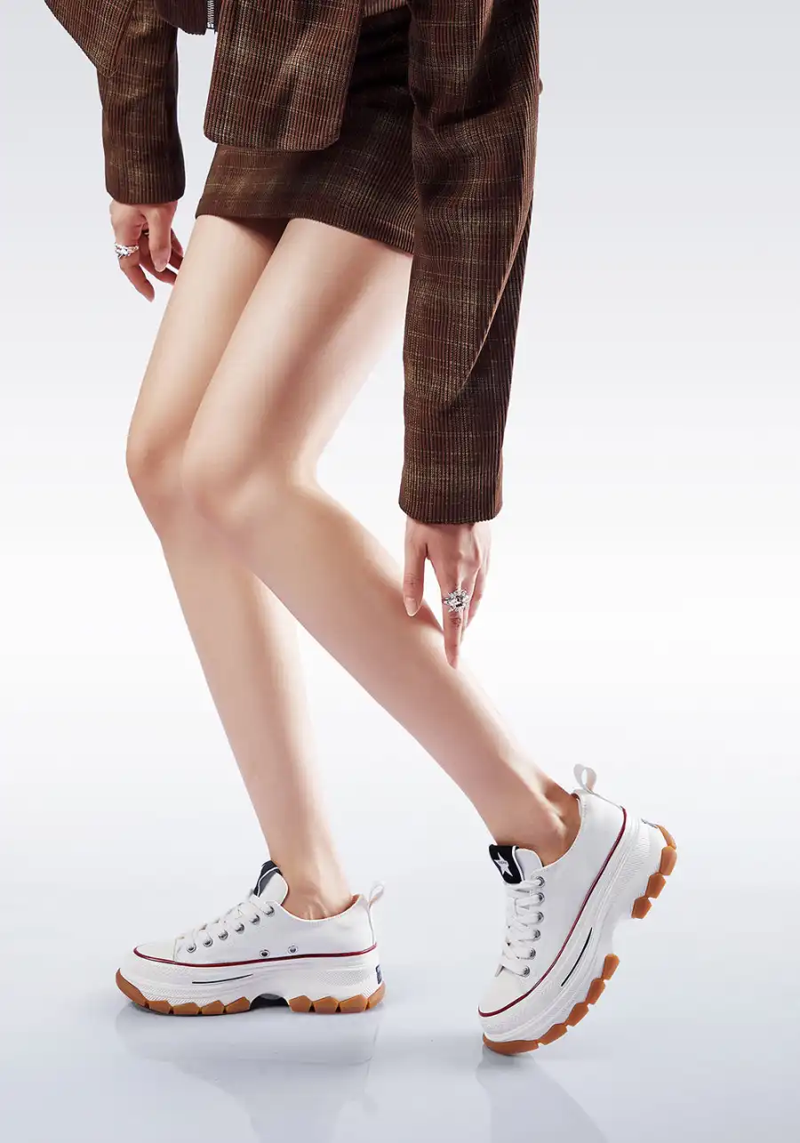 CHERYKALLY | Chunky White Canvas Sneakers  - 4