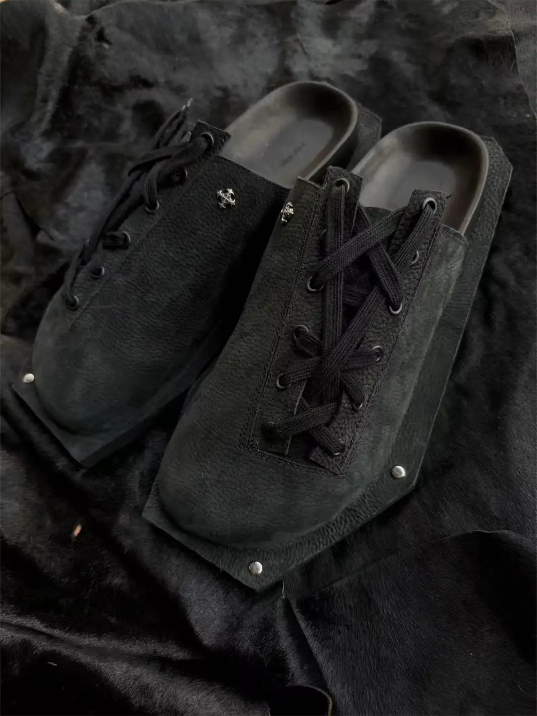 Disark│Distressed Leather Coffin Sole Birkenstock-Style Mules