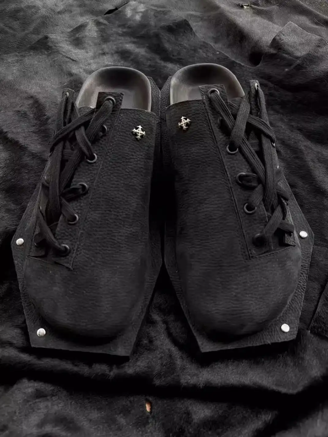 Disark│Distressed Leather Coffin Sole Birkenstock-Style Mules