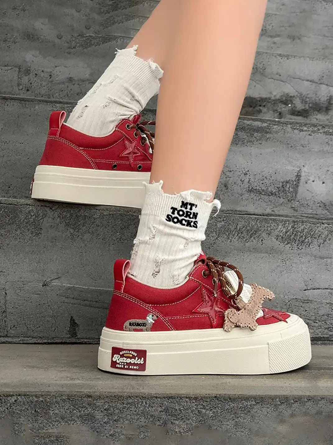 KAALIXTO | Dachshund Star Canvas Platform Sneakers