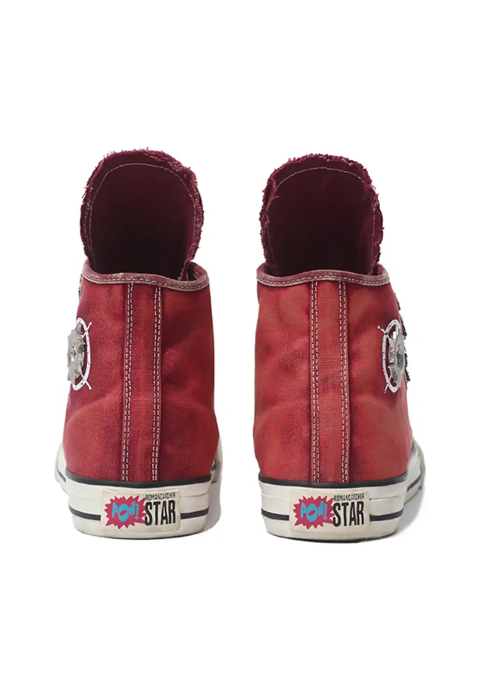 Roman Catcher | Distressed High Top Canvas Shoes-Red