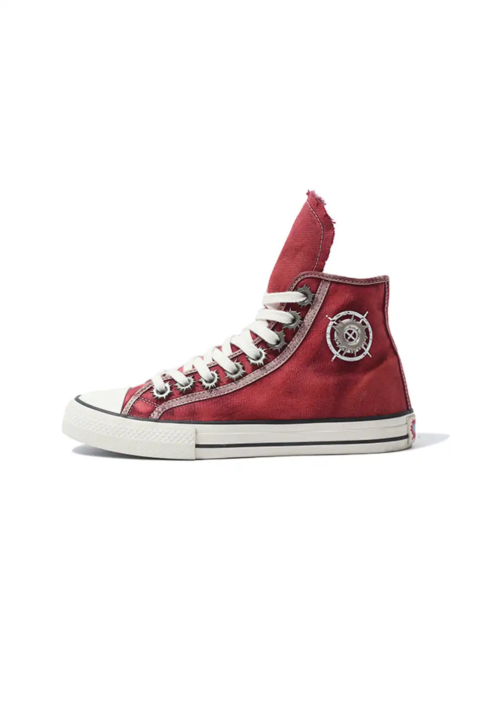 Roman Catcher | Distressed High Top Canvas Shoes-Red