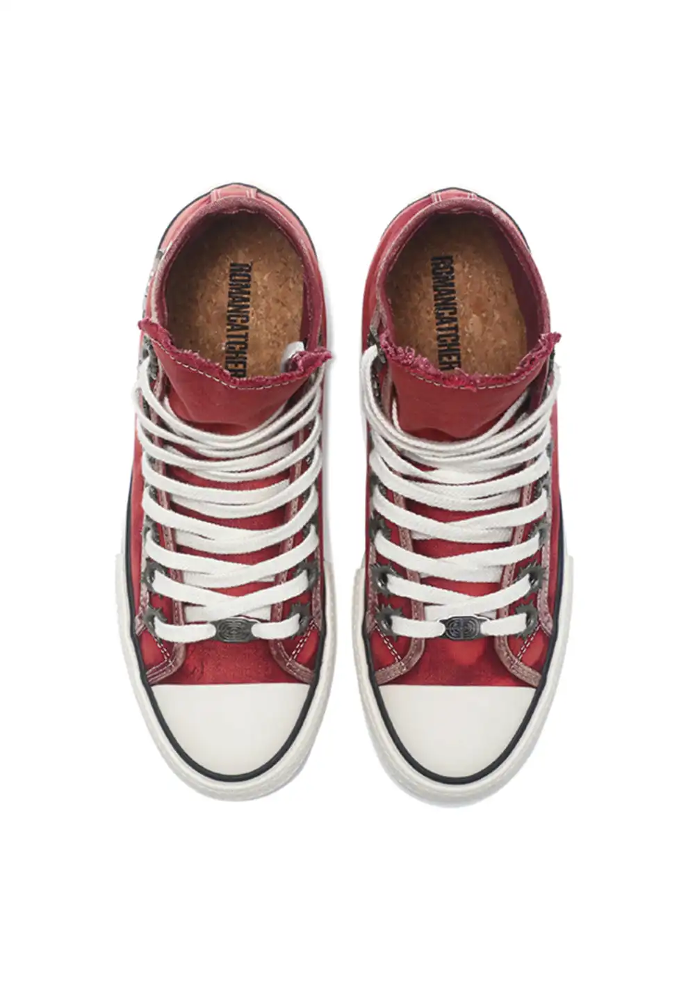 Roman Catcher | Distressed High Top Canvas Shoes-Red