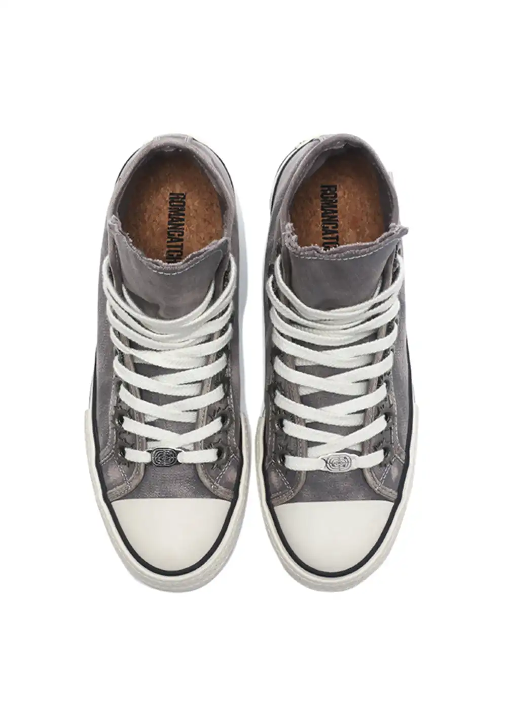 Roman Catcher | Distressed High Top Canvas Shoes-Gray