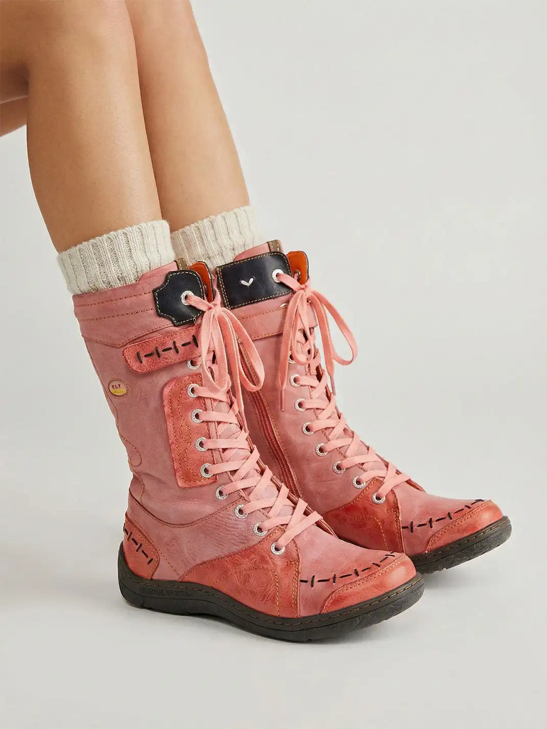TMA EYES | Washed PU Y2K Style Snow Boots - fleece lined