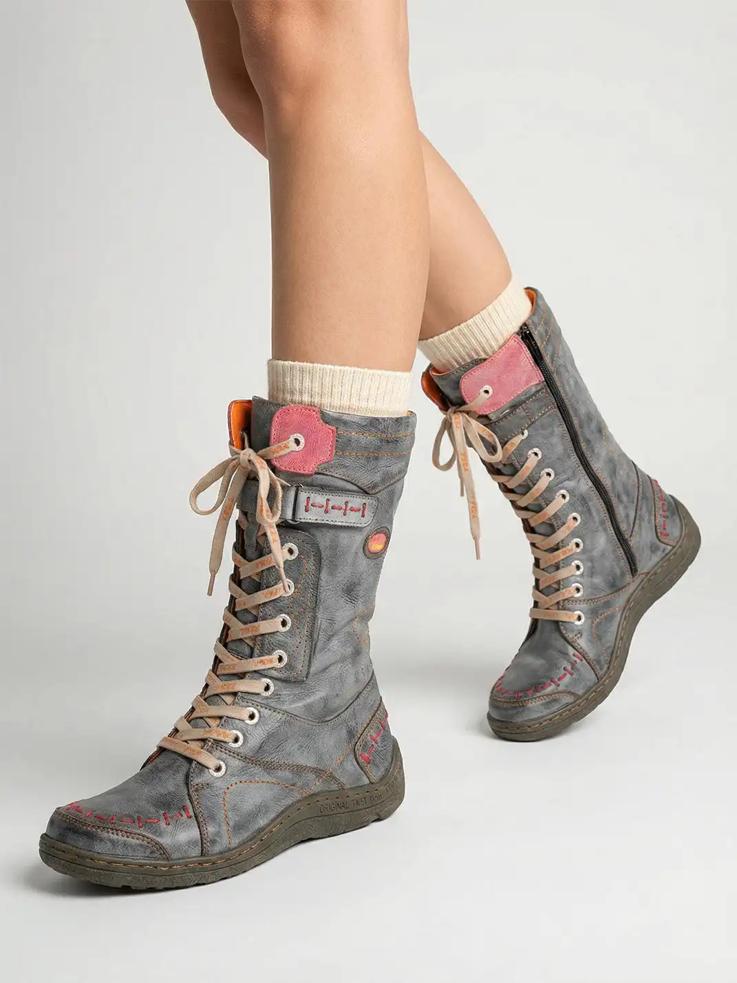 TMA EYES | Washed PU Y2K Style Snow Boots - fleece lined