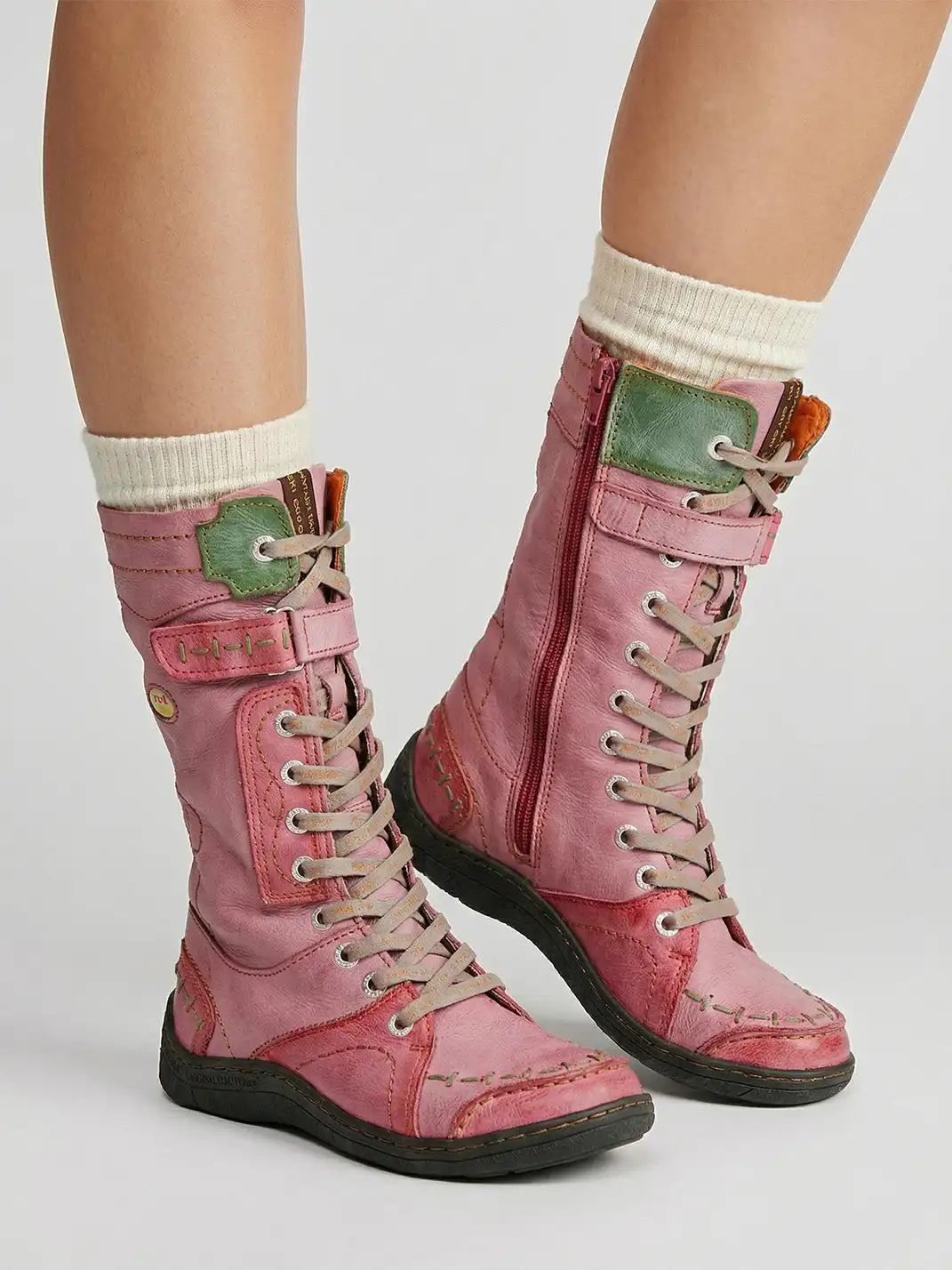 TMA EYES | Washed PU Y2K Style Snow Boots - fleece lined