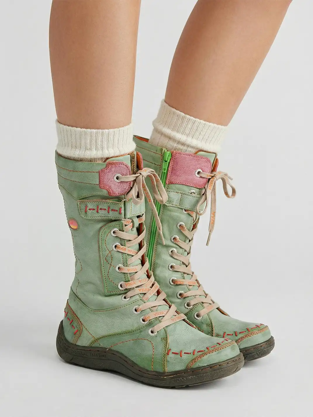 TMA EYES | Washed PU Y2K Style Snow Boots - fleece lined