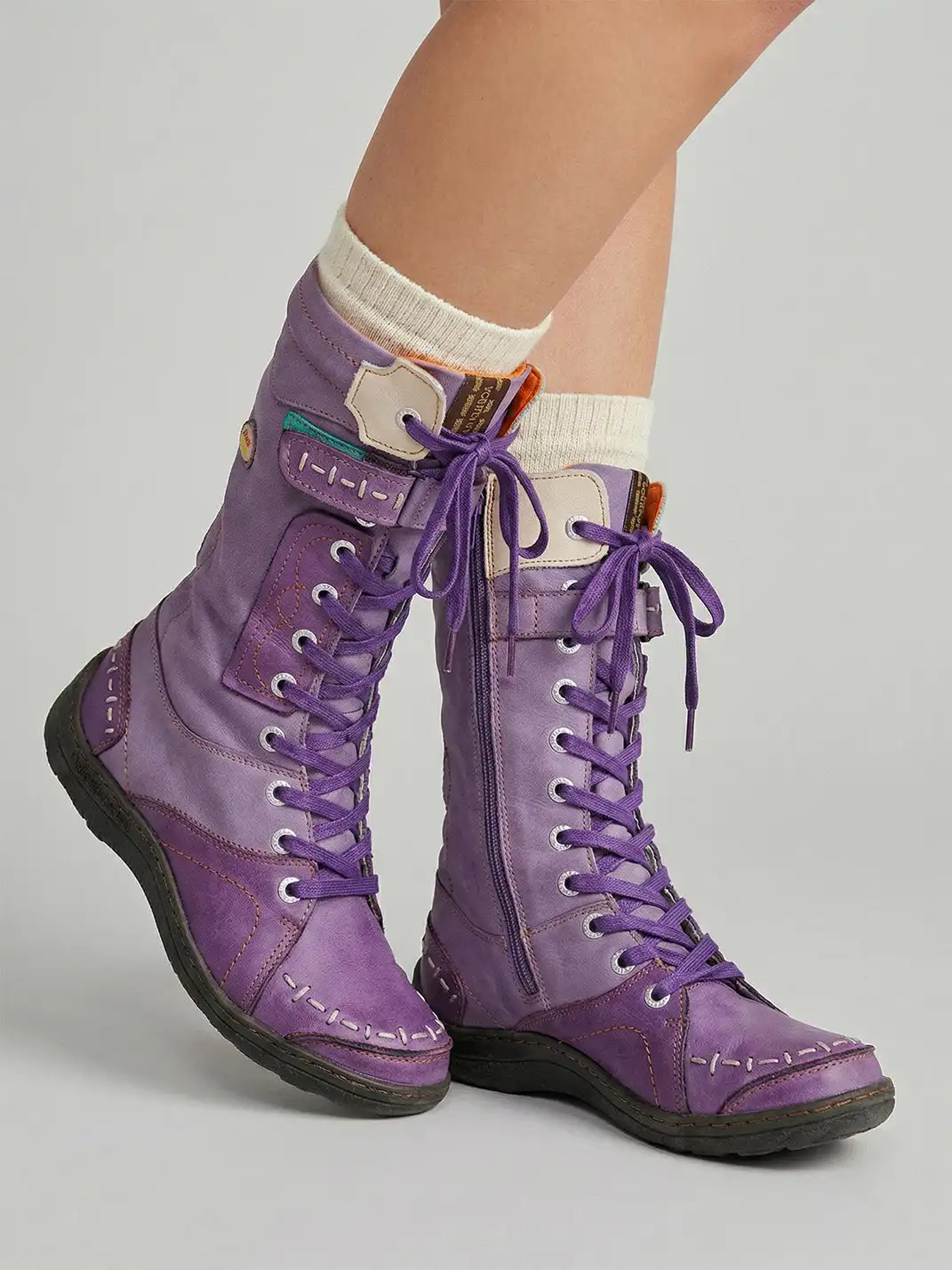 TMA EYES | Washed PU Y2K Style Snow Boots - fleece lined