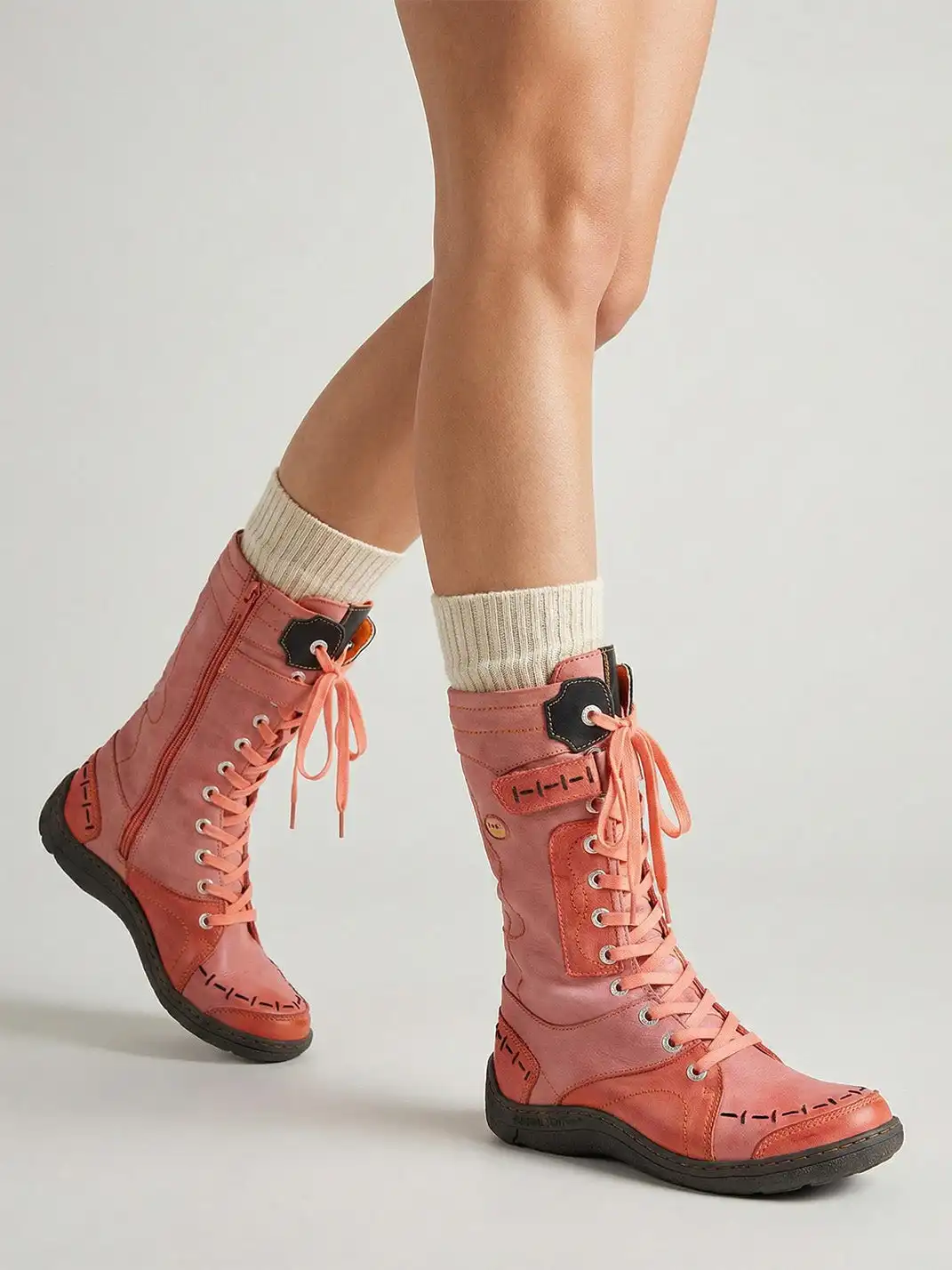 TMA EYES | Washed PU Y2K Style Snow Boots - fleece lined