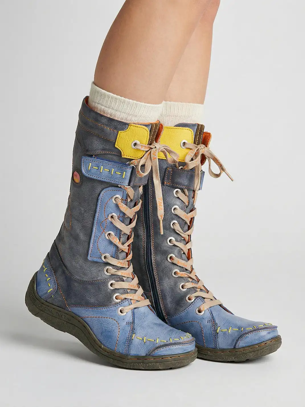 TMA EYES | Washed PU Y2K Style Snow Boots - fleece lined