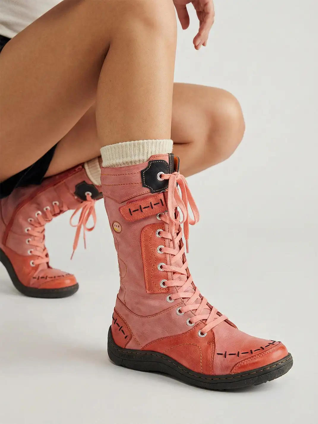TMA EYES | Washed PU Y2K Style Snow Boots - fleece lined