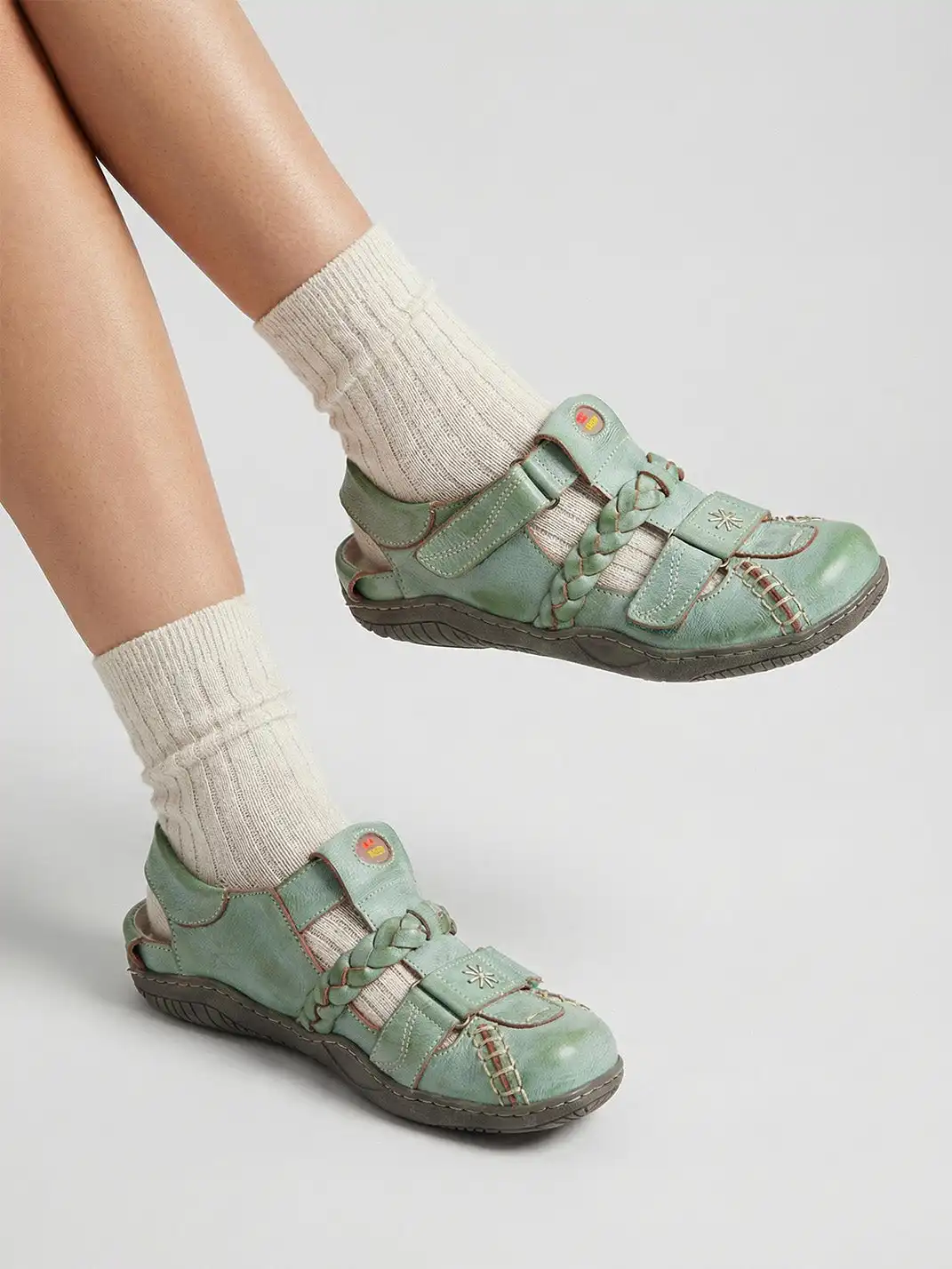 TMA EYES | Vintage French Hollow Out Sandals-Green