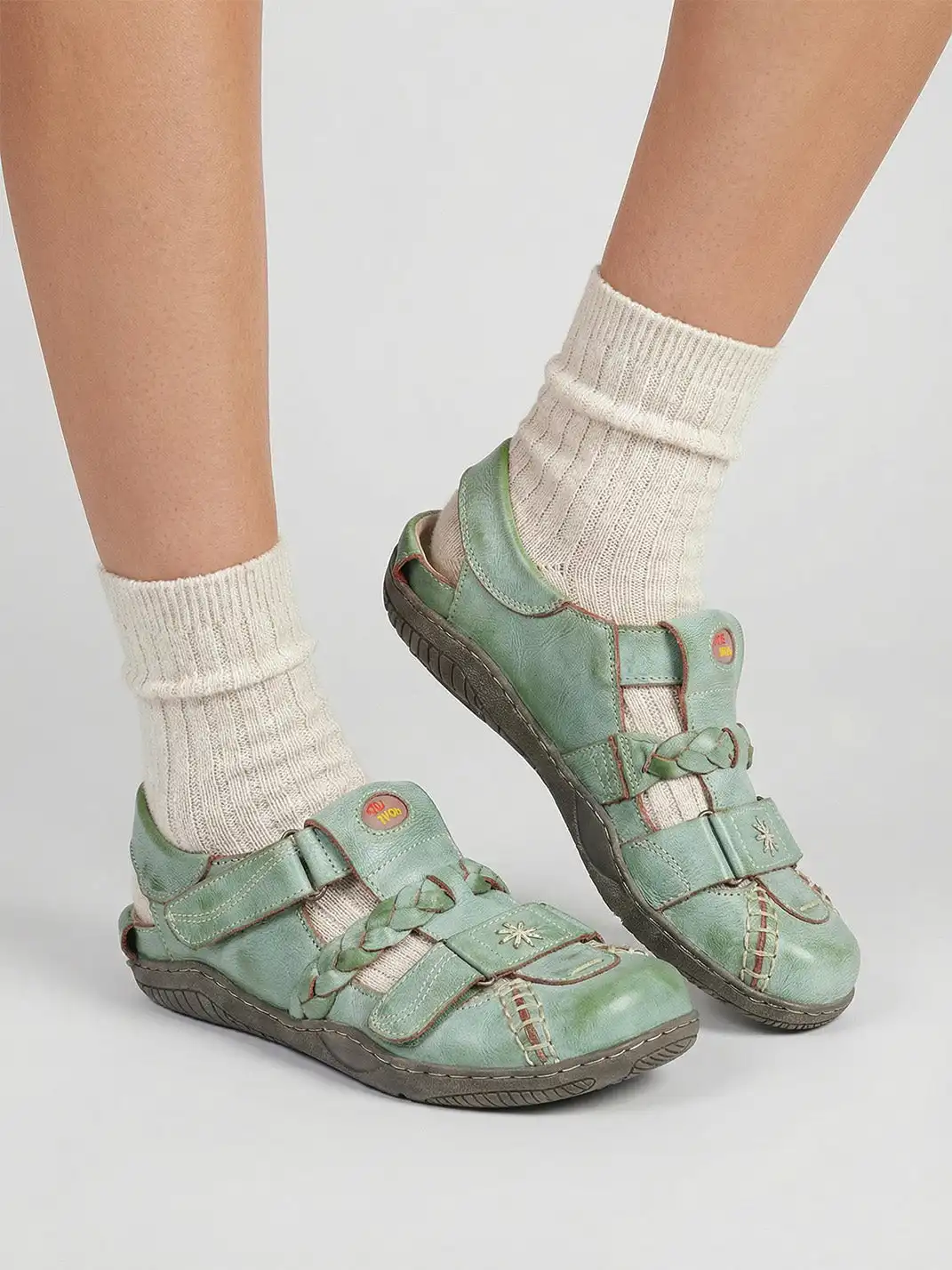 TMA EYES | Vintage French Hollow Out Sandals-Green