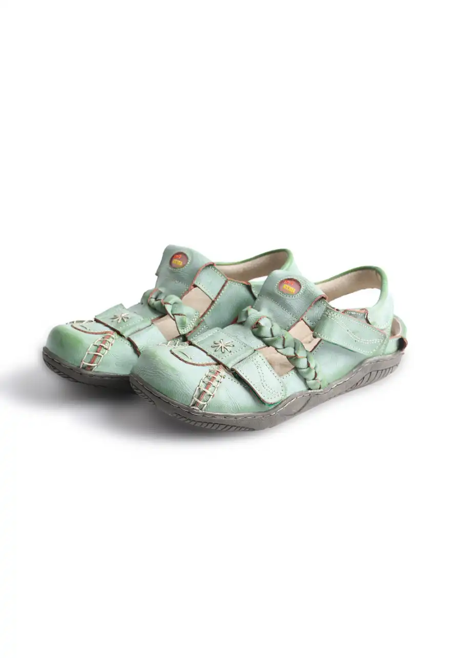 TMA EYES | Vintage French Hollow Out Sandals-Green - 4