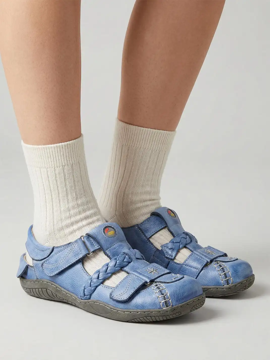 TMA EYES | Vintage French Hollow Out Sandals-Blue&Black