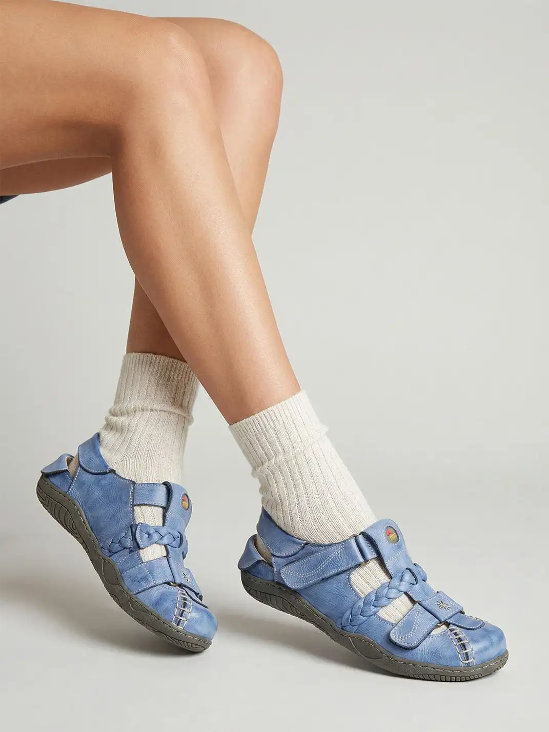 TMA EYES | Vintage French Hollow Out Sandals-Blue&Black