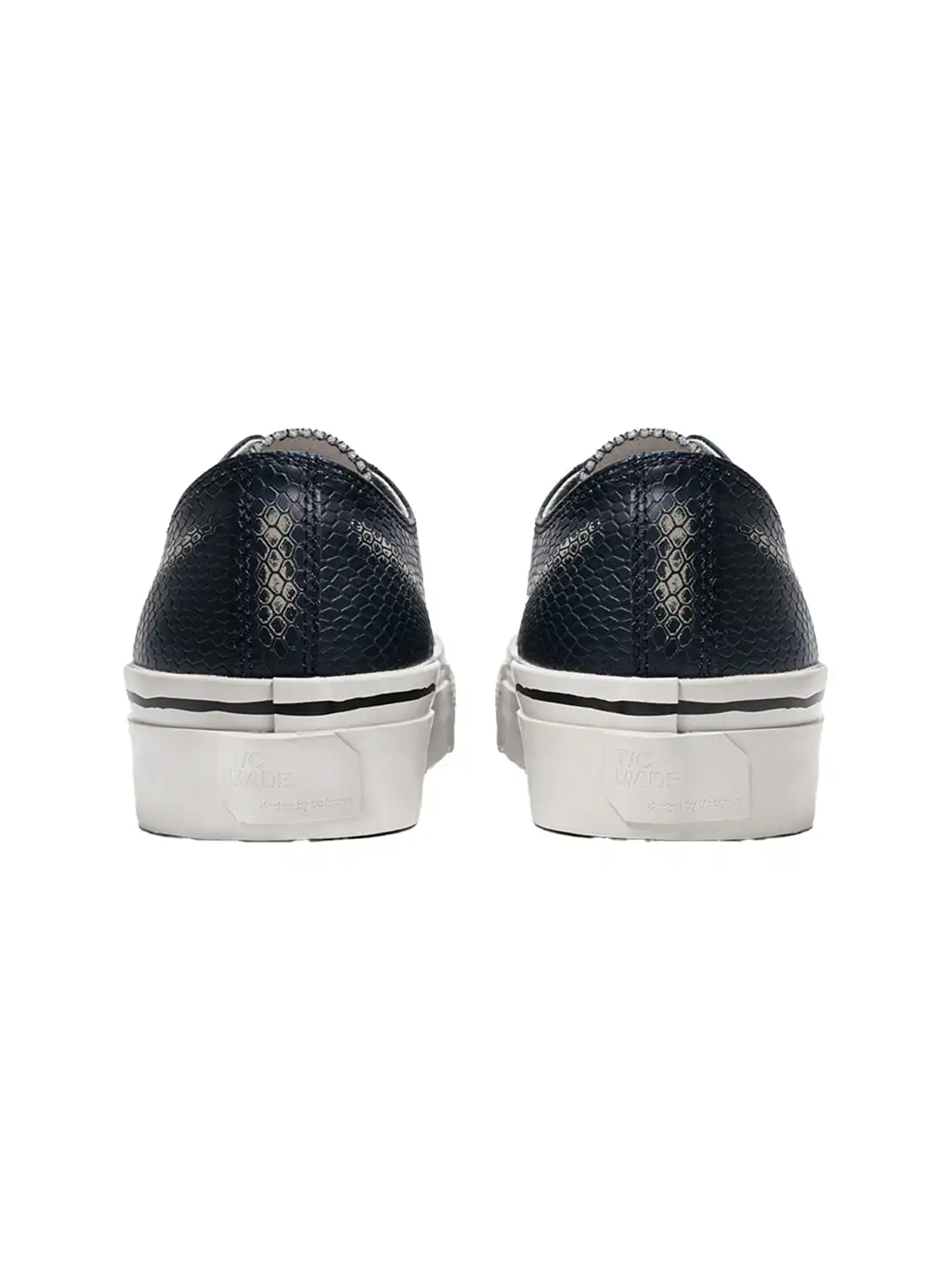 T/C MADE│030 Snake-Pattern Cowhide Low-Top Smiley Canvas Sneakers-Black & Blue