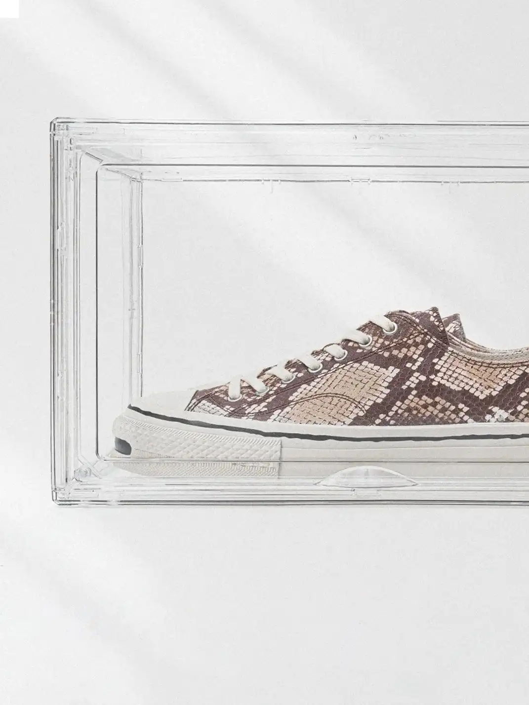 T/C MADE│030 Snake-Pattern Cowhide Low-Top Smiley Canvas Sneakers-Textured Color