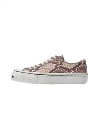 T/C MADE│030 Snake-Pattern Cowhide Low-Top Smiley Canvas Sneakers-Textured Color