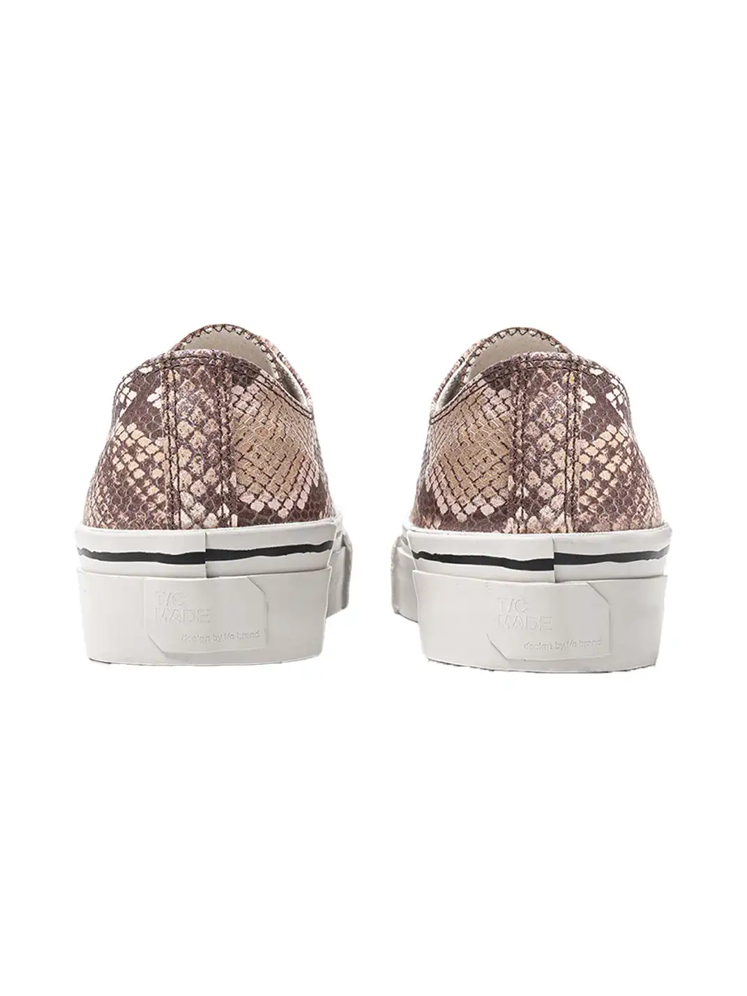 T/C MADE│030 Snake-Pattern Cowhide Low-Top Smiley Canvas Sneakers-Textured Color